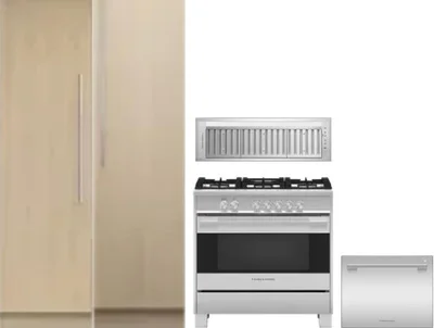 5 Piece Package Includes Refrigerator, Freezer, Range, Hood And Dishwasher